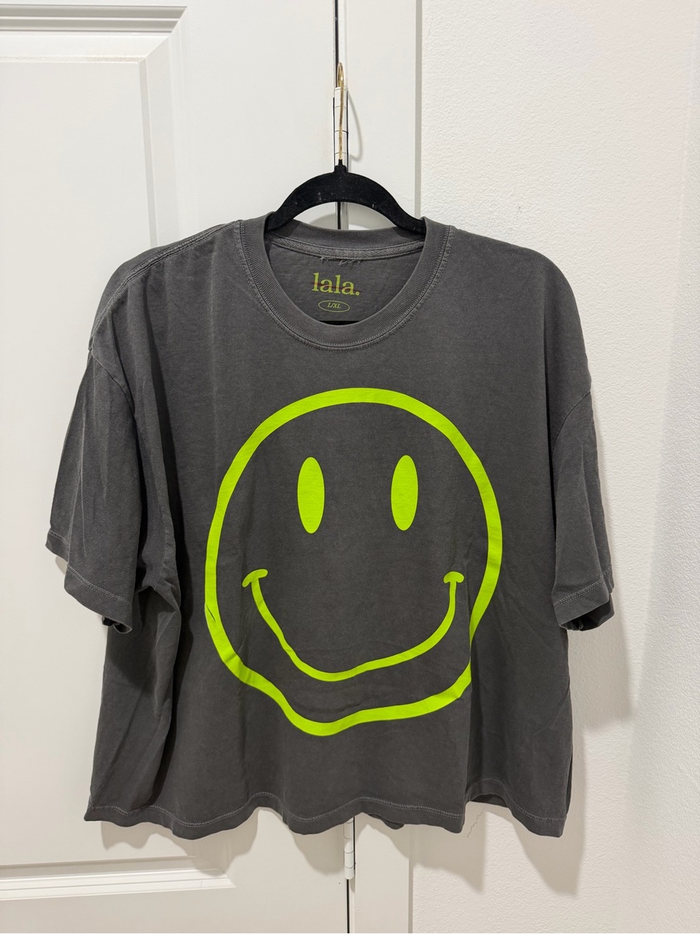 NWOT The World Needs Your Magic Crop Tee in Vintage Charcoal + Neon** - Picture 5 of 8